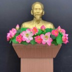 Hoa sen cao su trang trí tượng bác KT 80x60cm